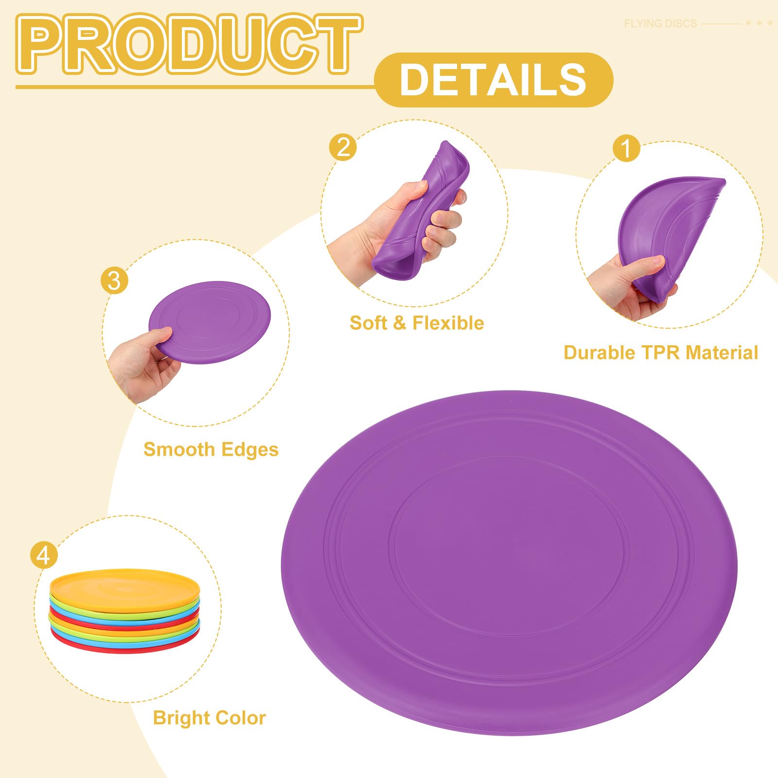PATIKIL Disque volant en silicone souple coloré pour sports de plein air entraînement jeux de pelouse