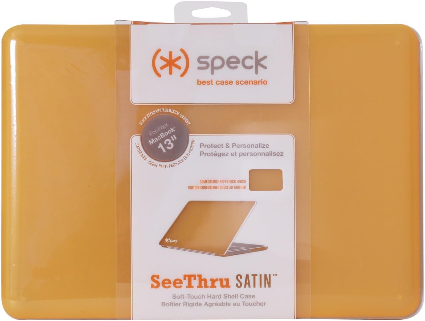 Speck Products See Thru Satin, Soft Touch Hard Shell Case, for 13-inch MacBook Aluminum Unibody/Black Keyboard (Yellow) - Does NOT FIT White MacBook