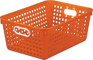 Really Good Stuff Large Plastic Book Basket, 13.25" by 10" by 5.5", Single, Orange, Classroom Library Organizer, Toy Storage, Multi-Purpose