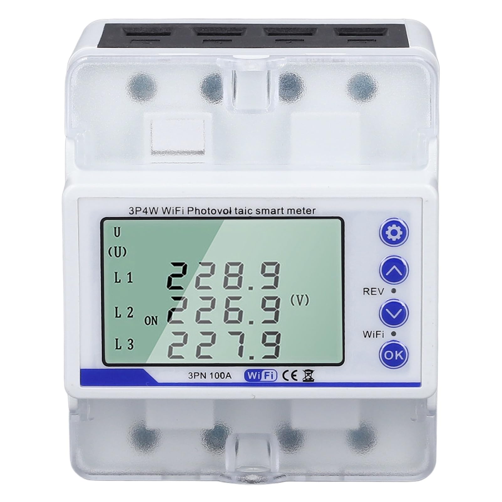 Disyuntor Inteligente WIFI, Interruptor de Medidor de Energía WIFI Trifásico 100A 60-300V con Protección de Corriente contra Sobretensión, Ideal para Electrodomésticos Inteligentes