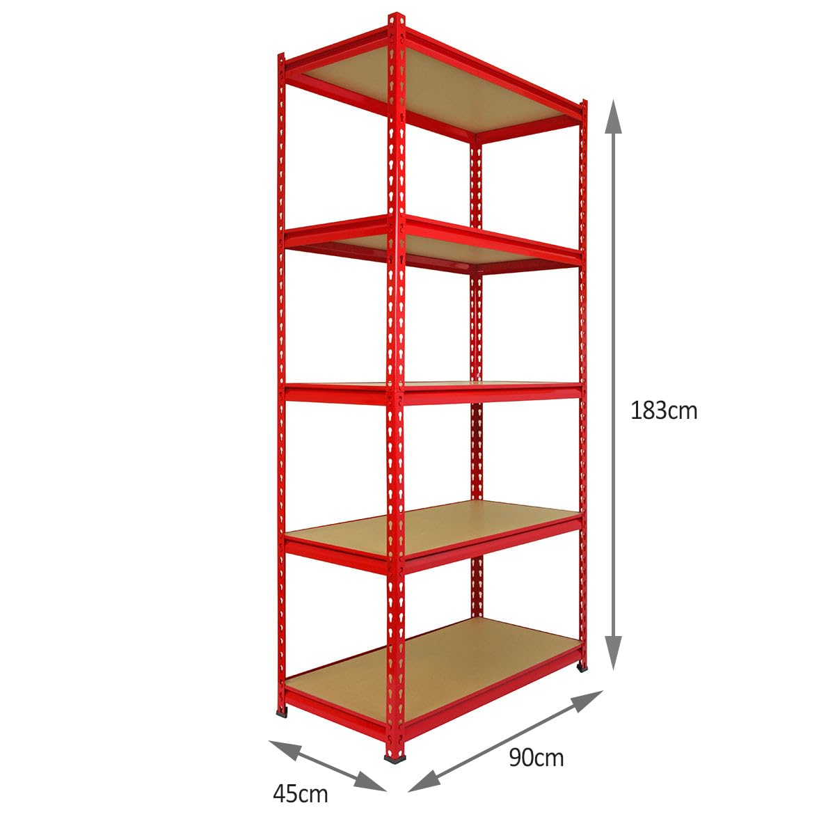 2 Estanterías Metálicas Rojas Z-Rax Sin Tornillos 90x45x183cm + 1 Estantería Esquinera Esquina Rinconera Metálica Roja Capacidad 360kg por Estante Almacenamiento Almacenaje Oficina Taller Garaje