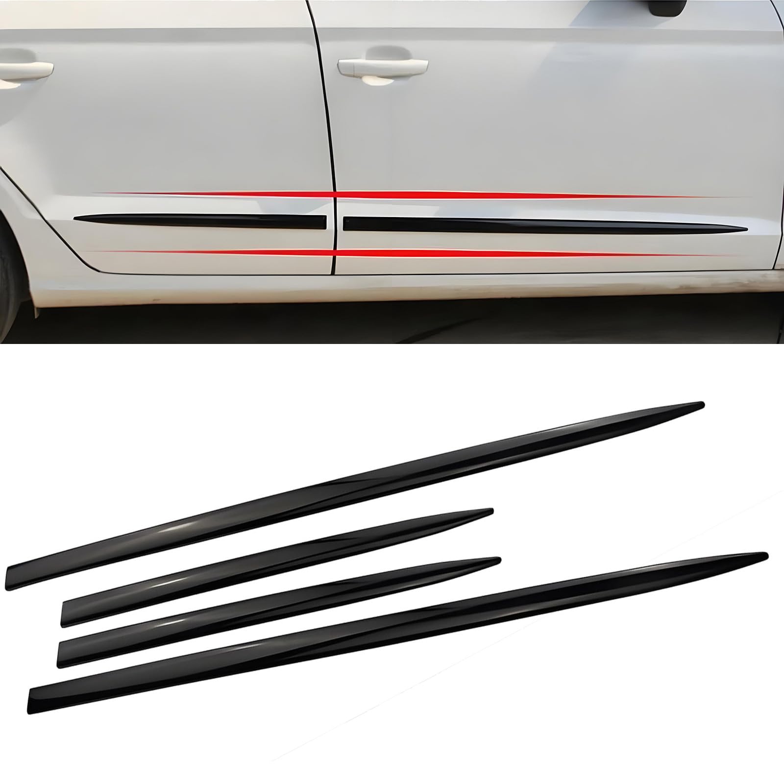ONEMAJI 4 Pcs Car Door Edge Guard Set for Alfa Romeo Junior Ibrida Q4 2025, Self-Adhesive Anti-Collision Bumper Strips Scratch Resistant Protector Trim,Short-Black