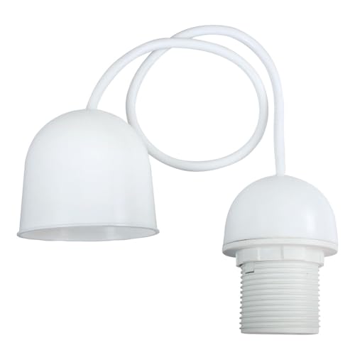 TIBELEC Monture suspension luminaire E27 blanche arrondie pour abat jour, 60W maxi