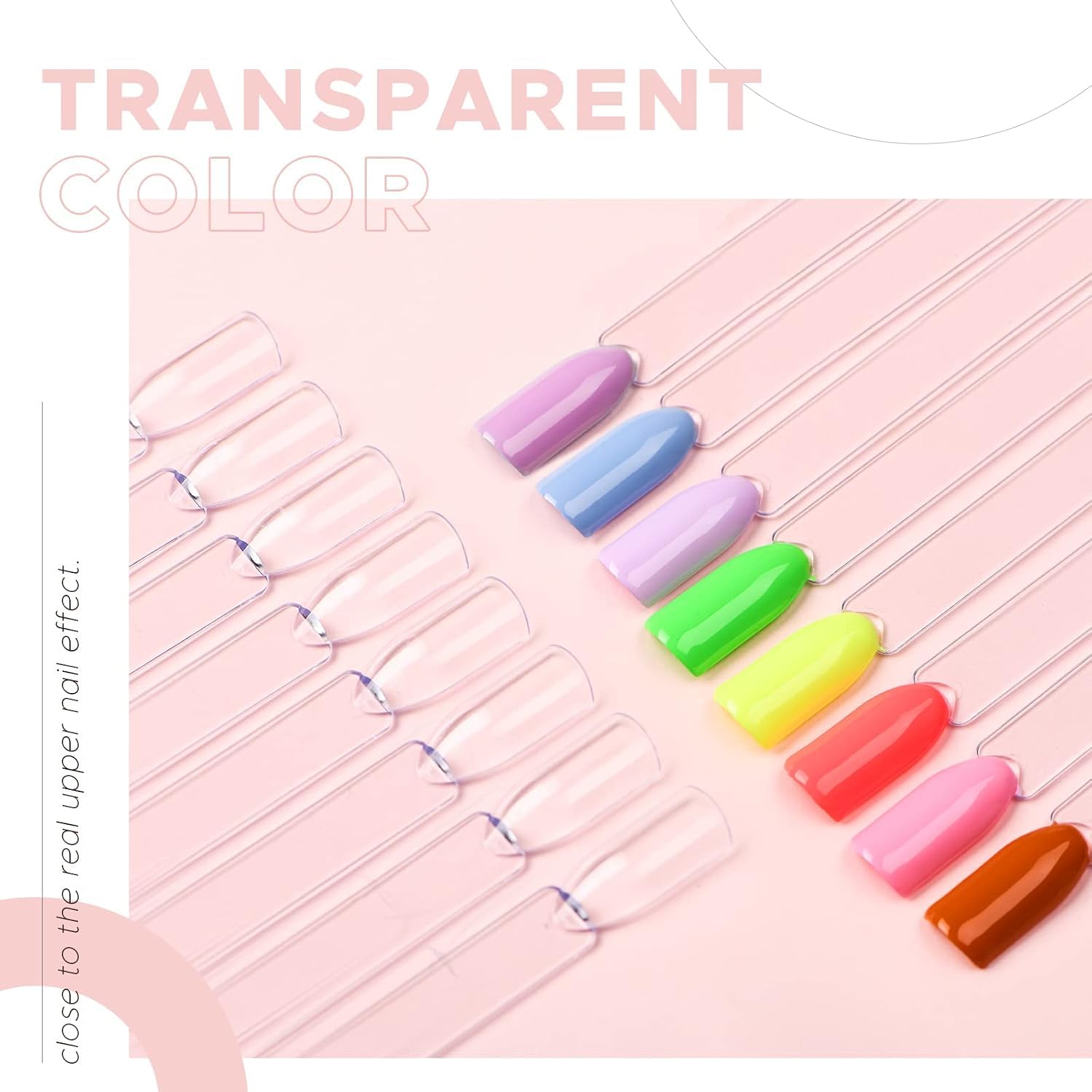 150Pcs Nail Swatch Sticks, Clear Nail Polish Display Tips, Fan Shape Ring