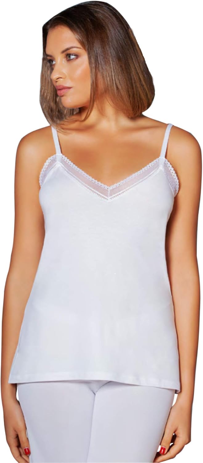 EGI ® Luxury Viscose Women's Lace-Trimmed Camisole. Proudly Made in Italy.