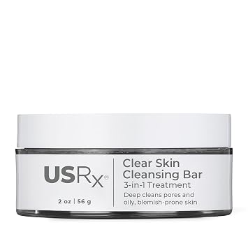 Urban Skin Rx Clear Skin 3-in-1 Daily Treatment Cleansing Bar, Exfoliator + Clarifying Mask, Reduces Excess Oil, Clears Clogged Pores, Improves Appearance of Blemishes & Prevents Breakouts, 2.0 Oz