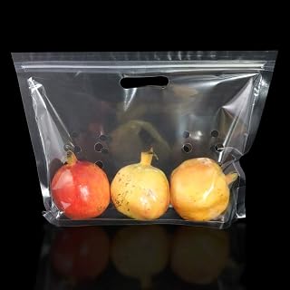 FDA Compliant Double-Sided Transparent Portable Food Storage Zip Top Bags Pouch with Butterfly Hang-Hole and Vent Hole (100, 53oz)
