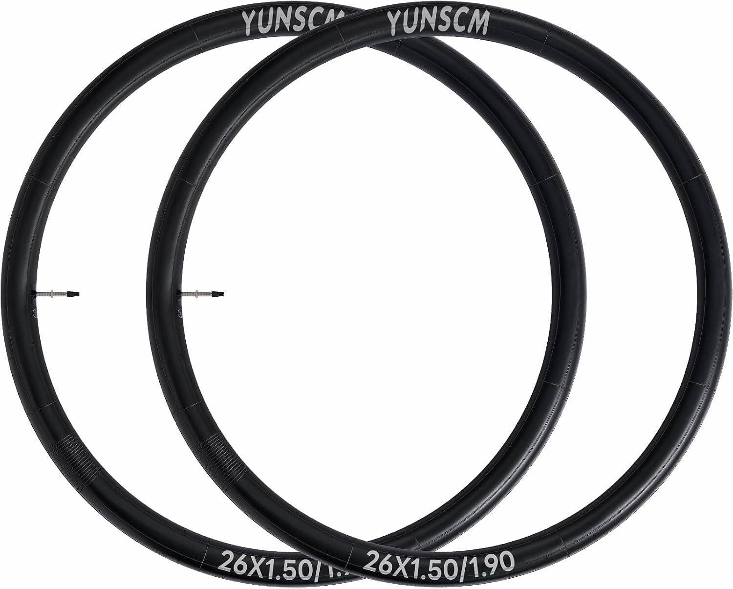 YUNSCM 2-PCS 26" Heavy Duty Bike Tubes 26x1.50/1.75/1.90 FV48mm Presta Valve 38/48-559 Inner Tubes Compatible with 26 x 1.50 26 x 1.75 26 x 1.90 Bike Bicycle Tire Tubes