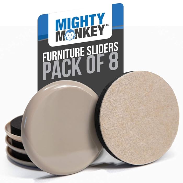 Buy Mighty Monkey Furniture Sliders, 8 Pack, Carpet and Hard Floors Surfaces Moving Kit, Chair