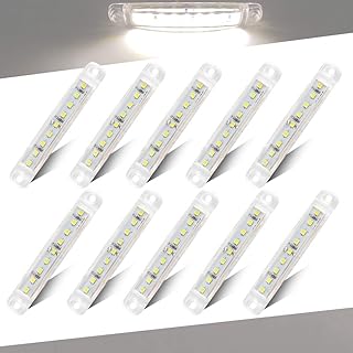 Teguangmei 10Pcs White Side Marker Lights 12-24V 9LED 3.9'' Front Rear LED Marker Lights Indicator for Trucks Trailer Lorry Van Caravan Boat Bus SUV Side Lights