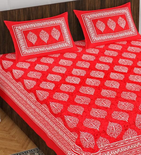 Image of COPPVILLA Cotton Rajasthani Jaipuri Traditional King Size Double Bed Bedsheet with 2 Pillow Covers - (Jaipuri A27)