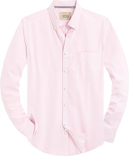 Alimens & Gentle Chemise Classique pour Homme avec col boutonné, Sangle Rose Cla