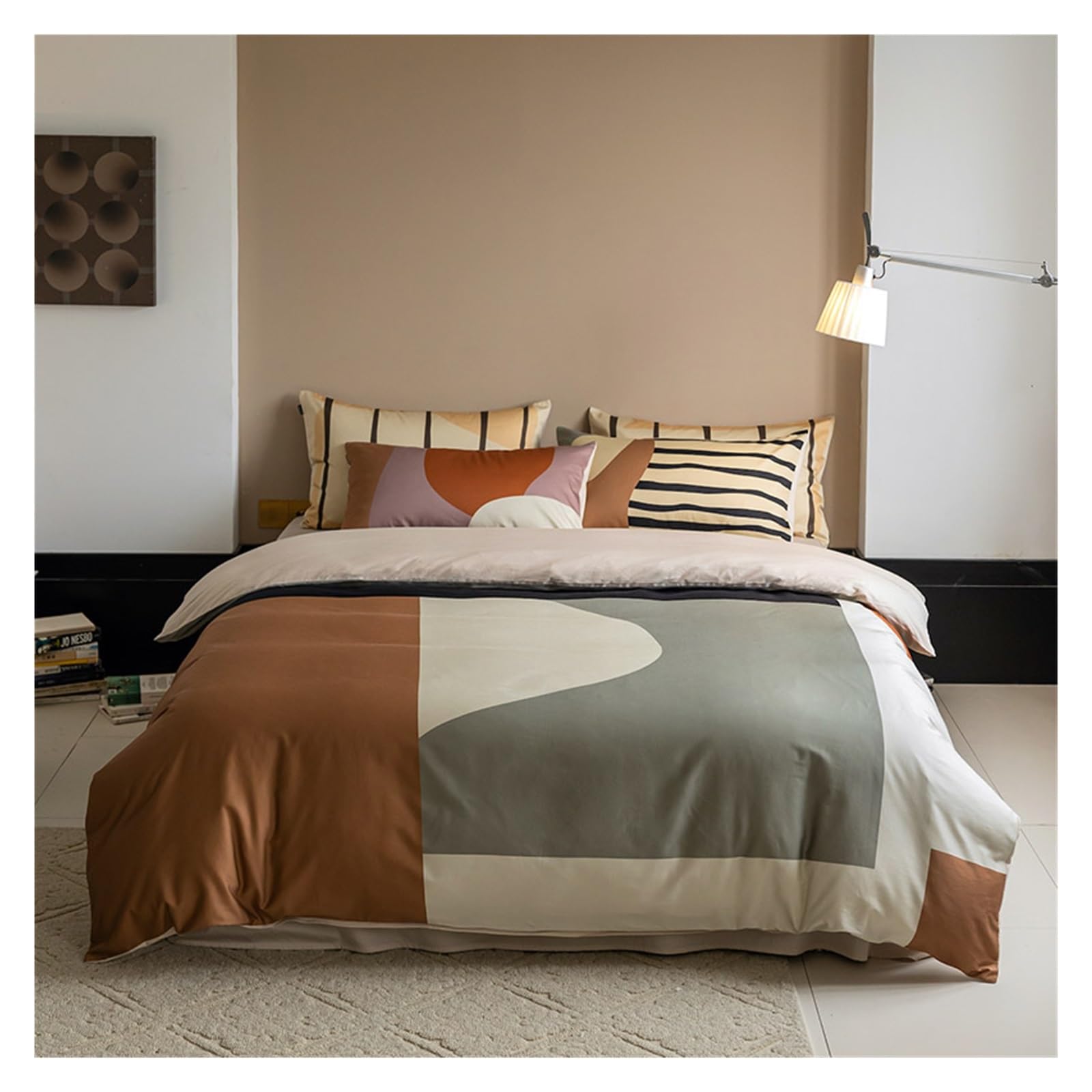 Housse de couette géométrique 4 pièces en coton doux avec fermeture éclair