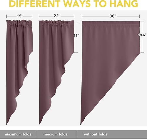 Miniatura 8 de NICETOWN Cortinas con diseño de cascada para sala de estar, oscurecimiento de la habitación, cortinas cortas para cocina, elegantes cortinas de