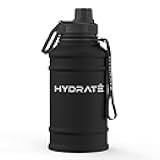HYDRATE 43 Oz Stainless Steel Water Bottle - BPA Free Metal Water Bottle for Gym, Exercise - Water Jug with Convenient Nylon Carrying Strap and Leak-Proof Screw Cap Water Bottles for Men, Women, Adult