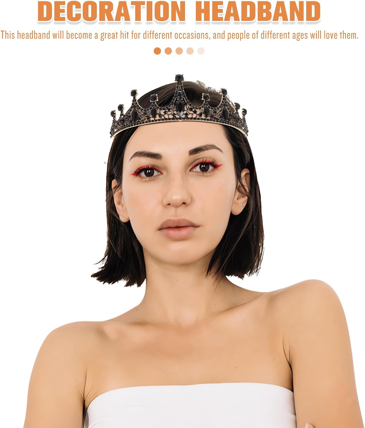 Mobestech Black Crown Black Baroque Crystal Tiara Gothic Wedding Headpiece Vintage Queen Hair Accessories for Women and Girls Flower Crown