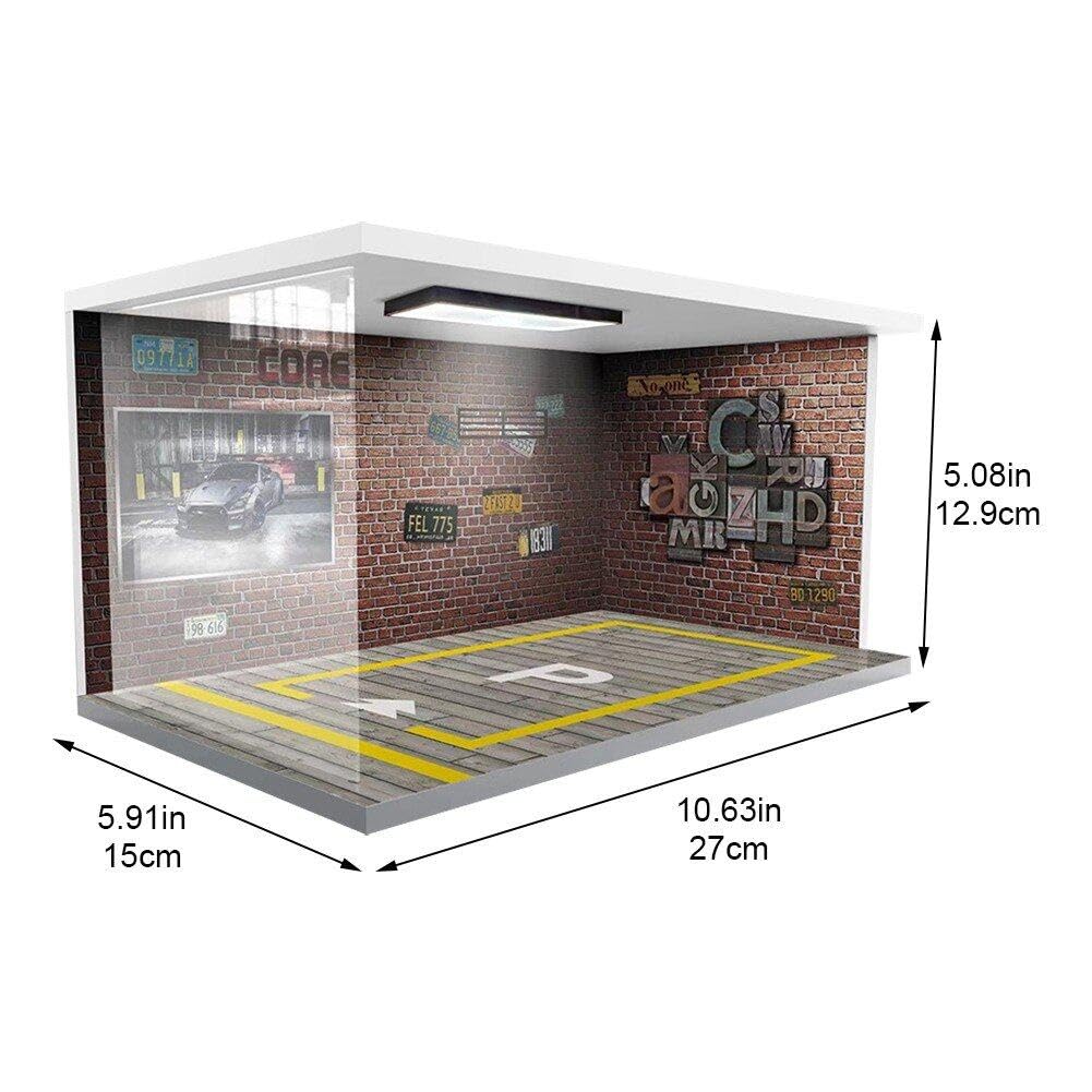 Amazon.co.jp: 1:24 Pvc車模型展示ケース Ledライト付き 駐車場