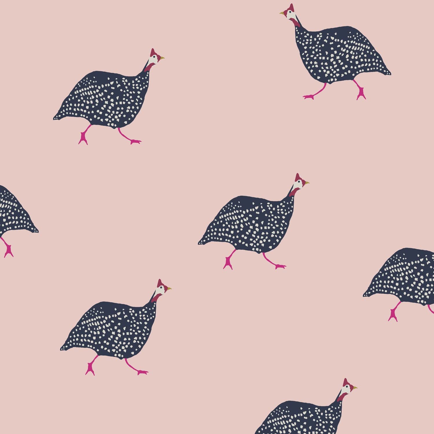 Joules Guinea Fowl Blush Pink Wallpaper
