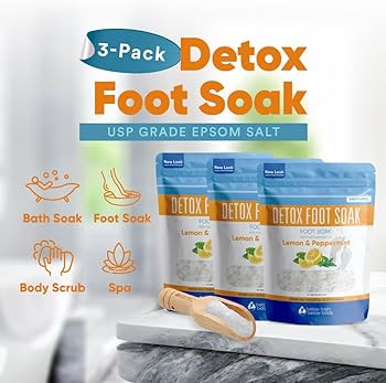 Amazon.com: Detox Foot Soak (3 Pack Plus Scoop) Epsom Salt