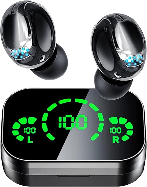 FUNGORGT Wireless Earbuds Bluetooth 5.3 in Ear Headphones Built-in Microphon,HiFi Stereo Sound,Compatible with Apple & Android,LCD Display Recharger Case,Touch Control Bluetooth Earbuds