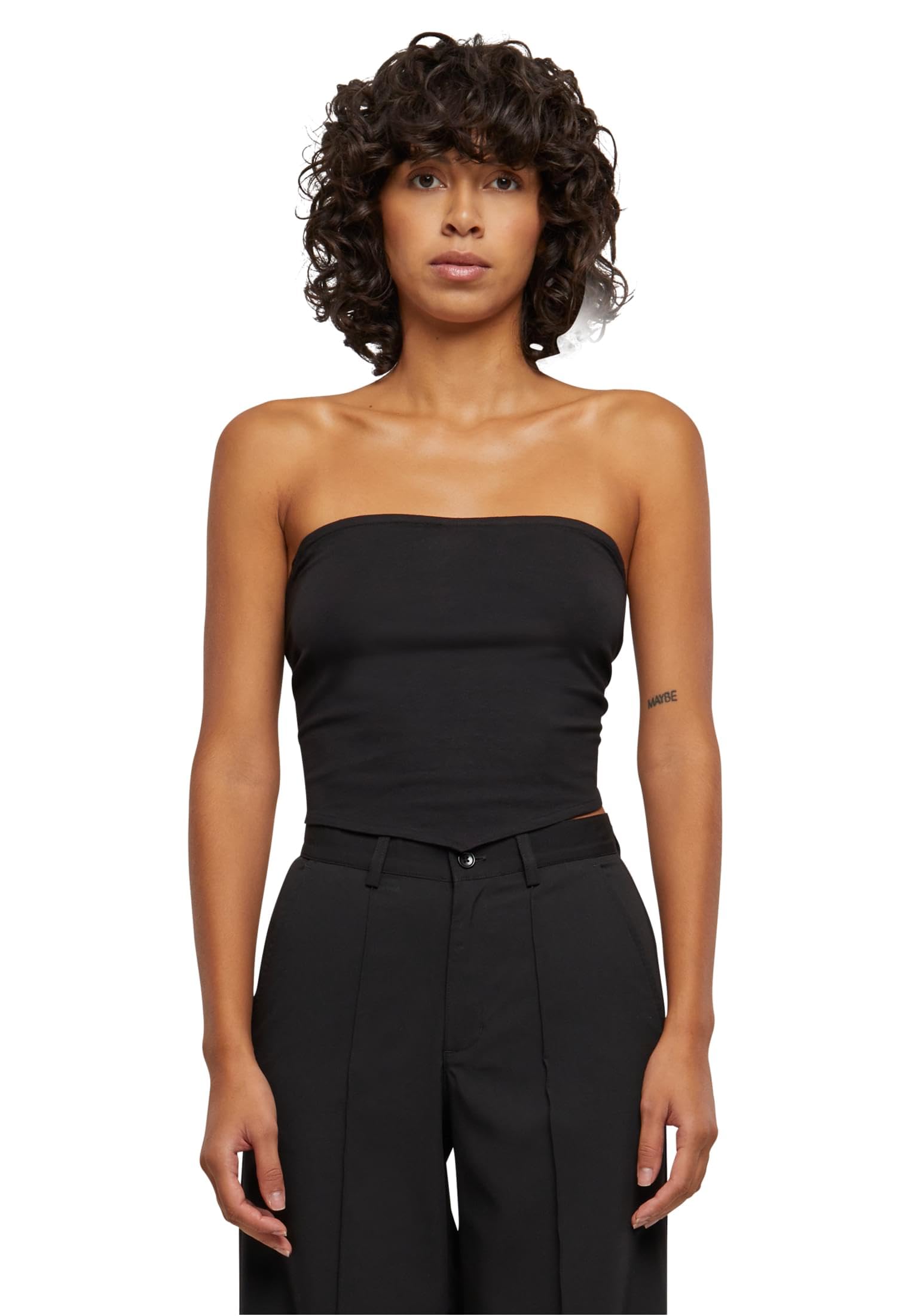 Urban Classics Women's Black Knotted Bandeau Top Undershirt, Xl