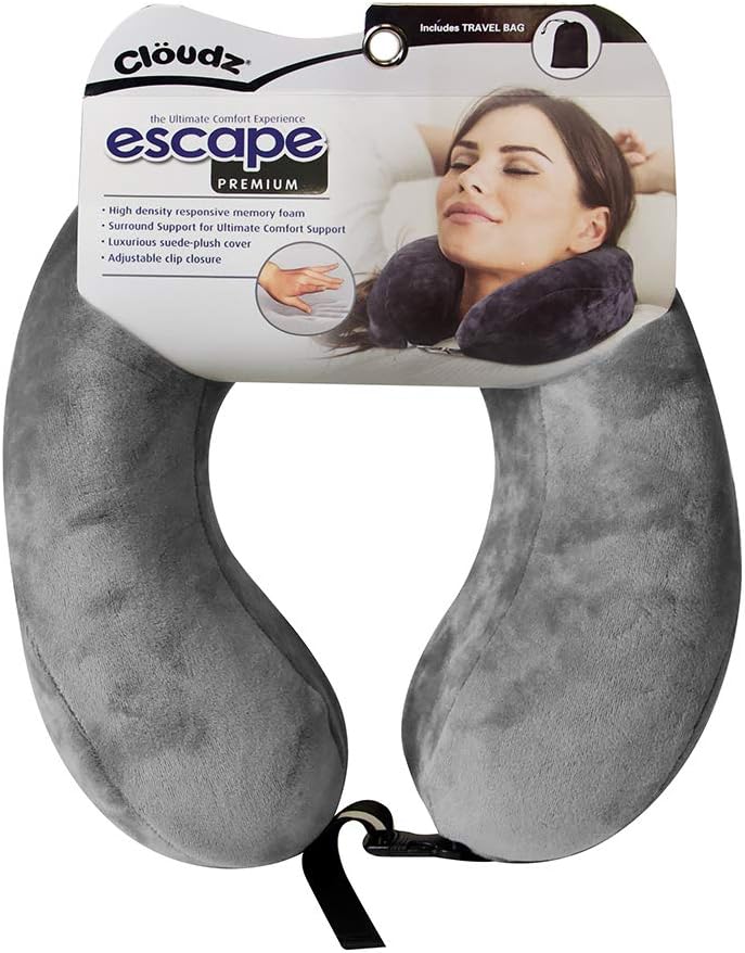 Cloudz Escape Premium Memory Foam Travel Neck Pillow - Grey image 2