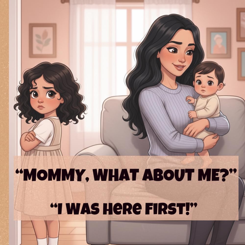 “Mommy, What About Me?”, “I Was Here First!”: A gentle story to help big sisters understand jealousy and feel loved.