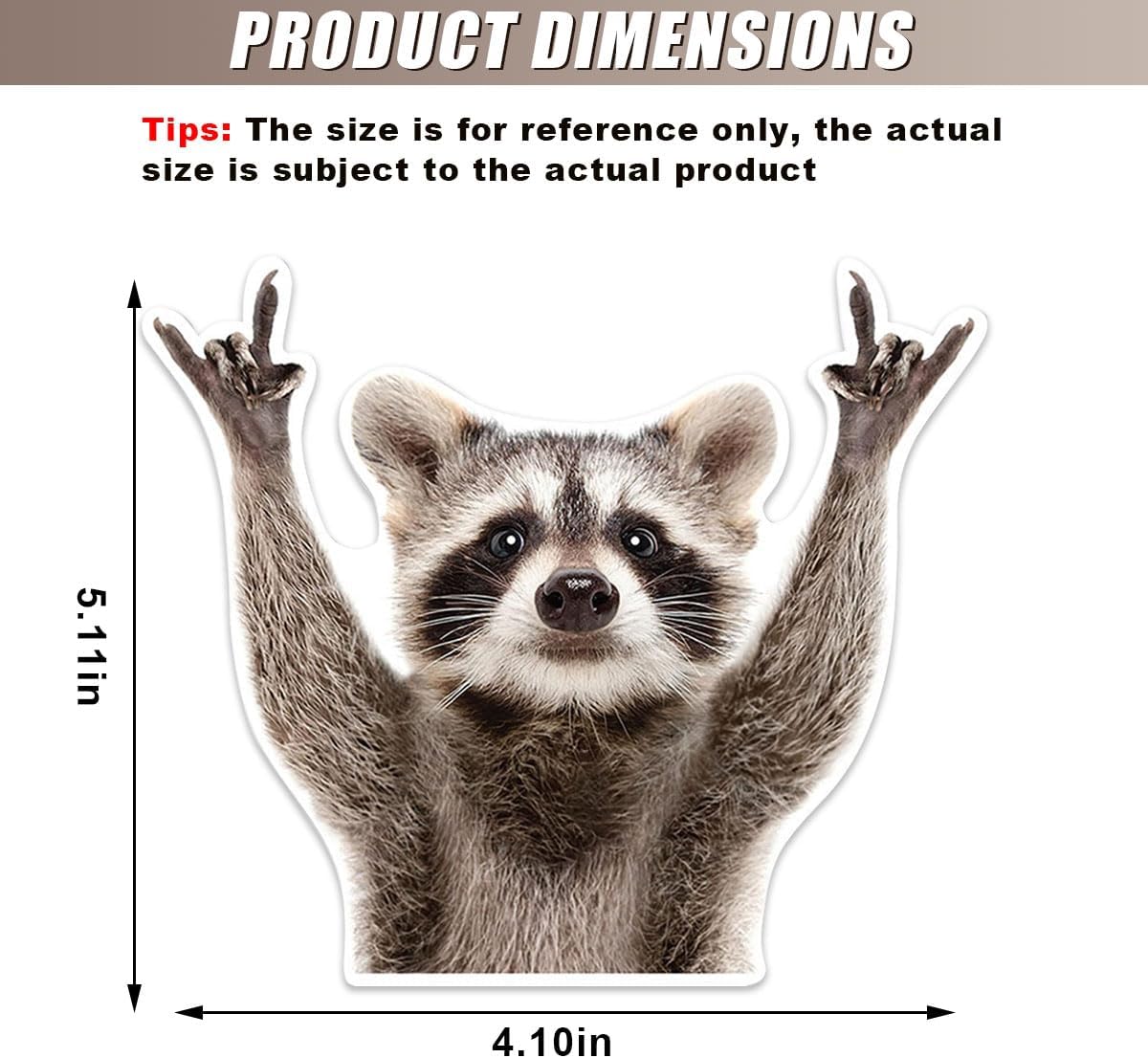 Rocking Raccoon Car Sticker Decal, Vinyl Waterproof Window Bumper Stickers, 5.1'' x 4.1'' Funny Animal Pattern Decals, Cute Vehicle Decoration Accessories for Wall Door Laptop (2PCS)
