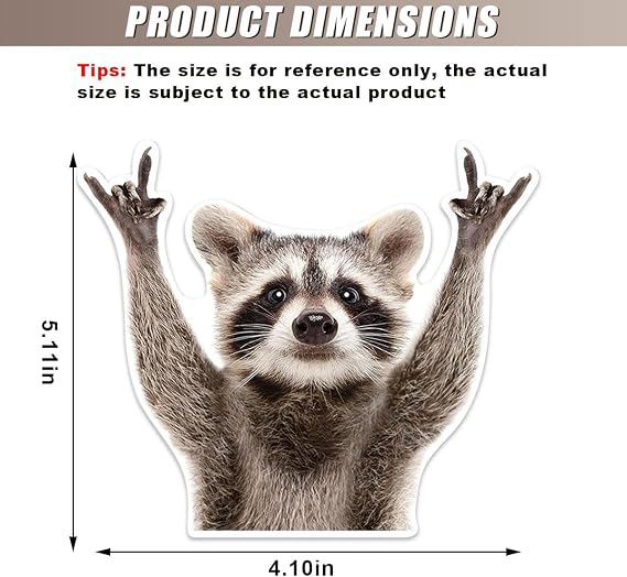 Rocking Raccoon Car Sticker Decal, Vinyl Window Bumper Sticker