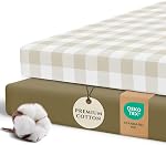Pobibaby - 2 Pack Premium Fitted Neutral Crib Sheets for Standard Crib Mattress - Ultra-Soft Cotton Blend, Safe & Snug Fit, Stylish Gingham Crib Sheet (Khaki)