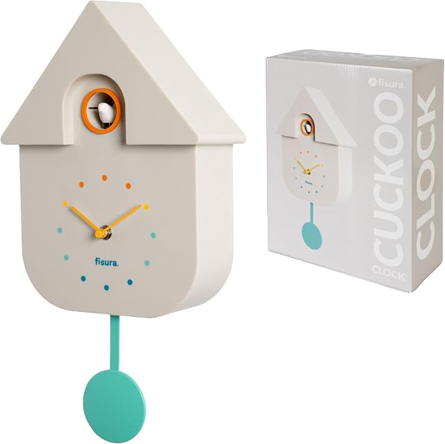 Fisura - Reloj de Cuco con dial Multicolor. Reloj de Pared Original. | Reloj moderno de pared. Decoración para regalo. 3 Pilas AA no incluidas. 21,5 x 8 x 41,5 cm. Plástico ABS