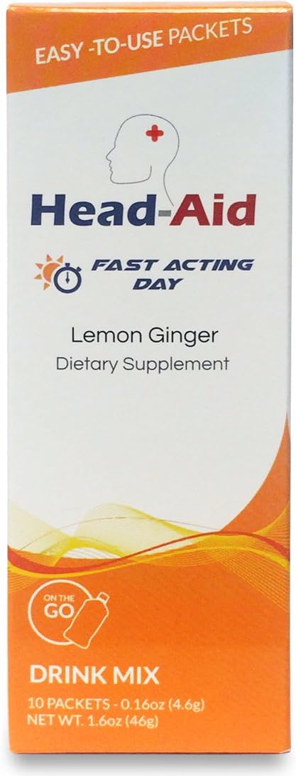 HeadAid Fast Acting Day, Lemon Ginger, 10 Count