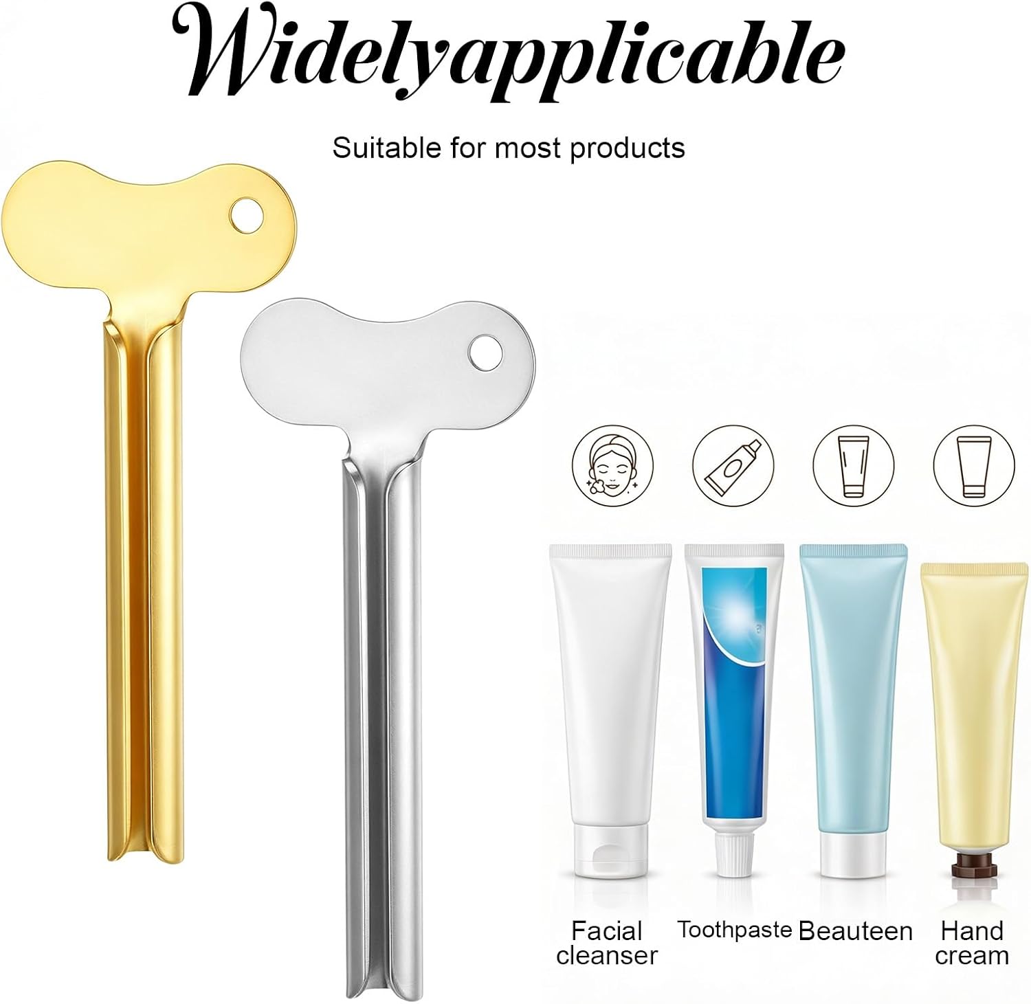 6 Pcs Metal Tube Squeezer, Toothpaste Tube Key, Alloy Roller Wringer Dispenser for Toothpaste, Paint, Cream & Cosmetic (Gold + Silver)