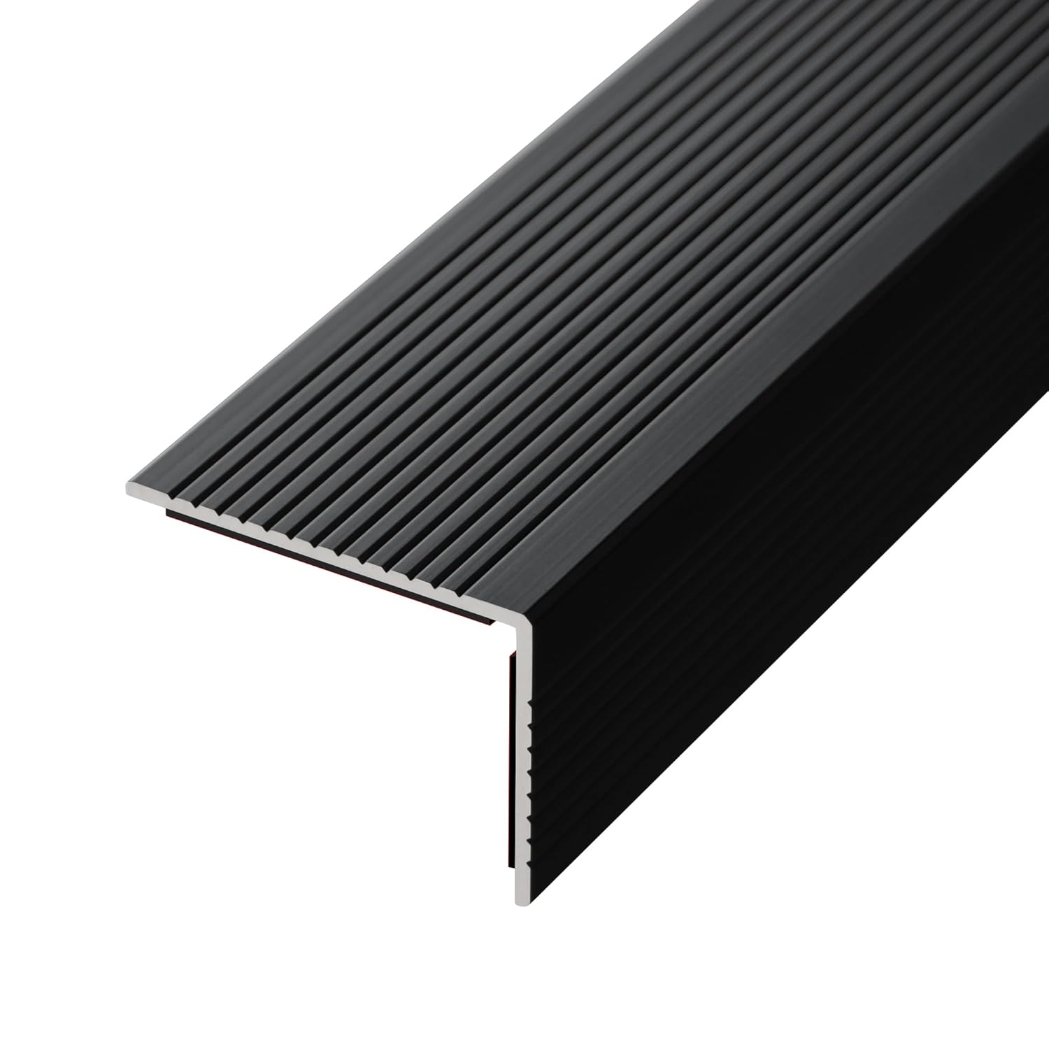 5-Pack 36 Inch Aluminum Peel and Stick Stair Nosing, Matte Black Staircase Step Treads Anti-Slip Stair Edge Protector, Waterproof Self Adhesive Stair Nose Molding Trim for Outdoor & Indoor