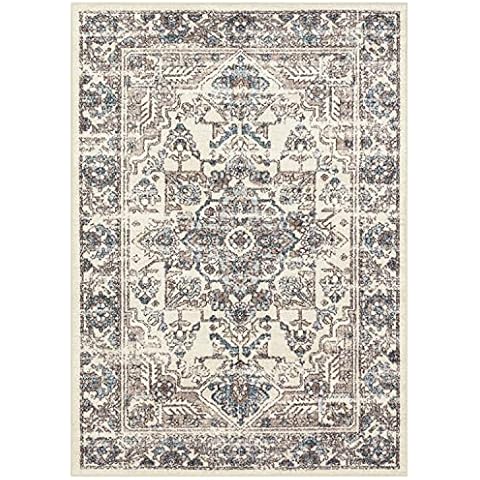 Maples Rugs Distressed Tapestry Vintage Area Rugs Carpet for Living Room & Bedroom [Made in USA], 5 x 7, Neutral Cover