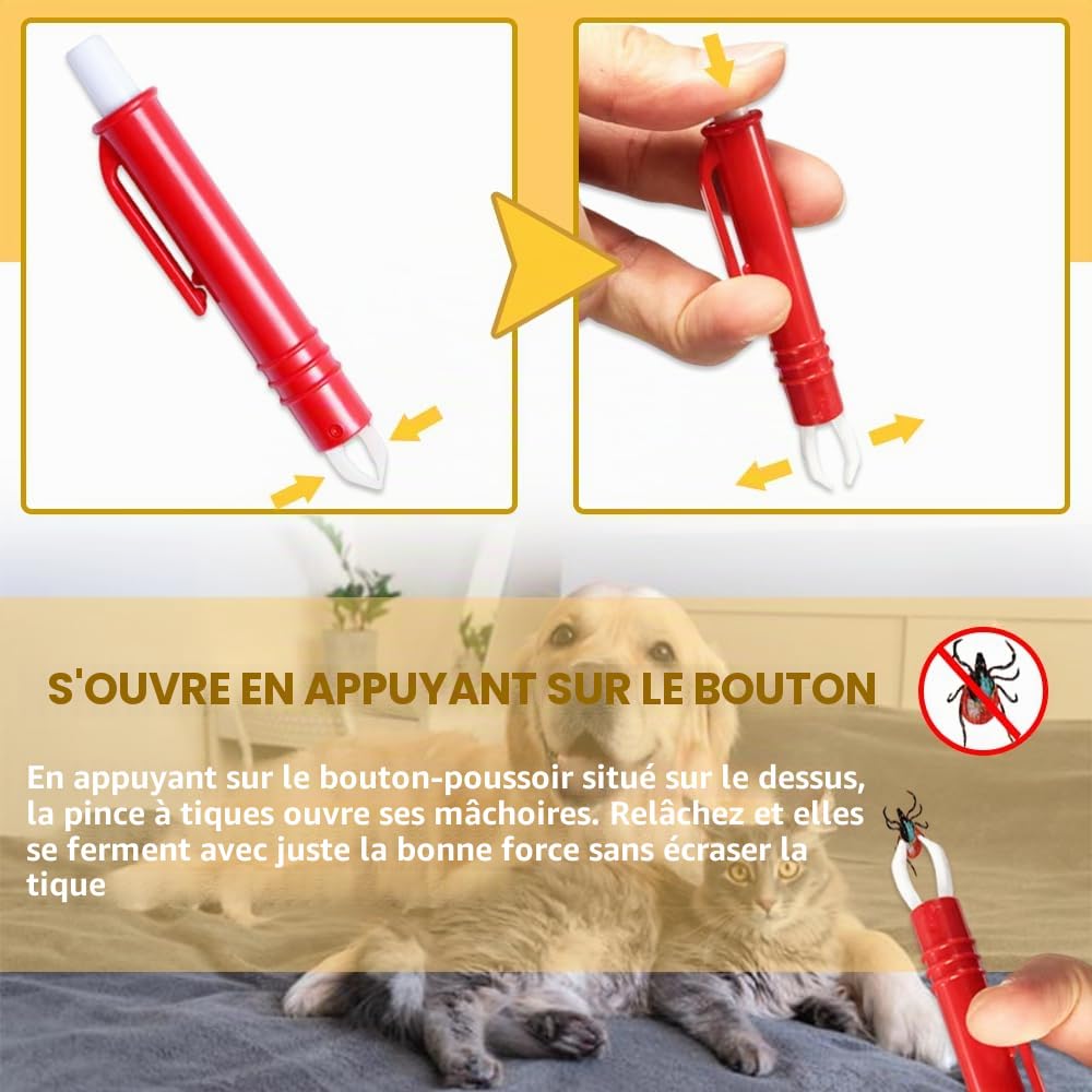 5 Pièces Anti-tiques - 3 Crochets à Tiques et 2 Pinces à Tiques Ensemble, Dissolvant sans Douleur pour Chiens, Chats et Humains Animaux de Compagnie (Rouge, Vert)
