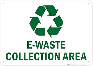 E Waste Collection Area Sign, 10x14 Inches, Rust Free .040 Aluminum, Fade Resistant, Made in USA by My Sign Center