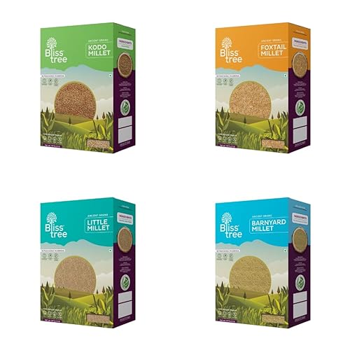 Bliss Tree - Combo de mijos sin pulir (parte superior marrón, Kodo, cola de zorro, pequeño y granero) - 10 libras