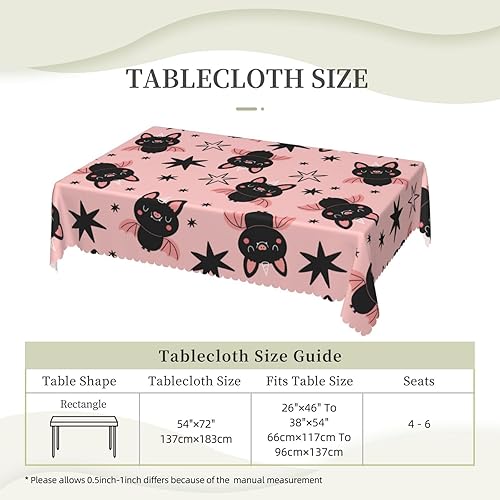 Miniatura 5 de Aimeryup Mantel rectangular con diseño de gato rosa y fantasma, mantel impermeable para mesas rectangulares de 6 pies, manteles de mesa para comedor