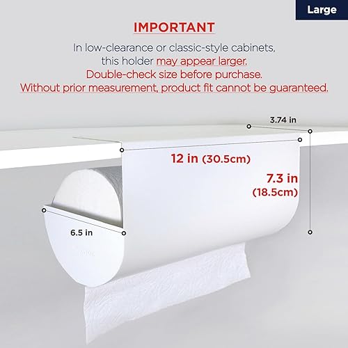 Miniatura 3 de Soporte para toallas de papel, para debajo del gabinete, estante colgante autoadhesivo sin taladro, fácil de rasgar, dispensador de rollos de cocina