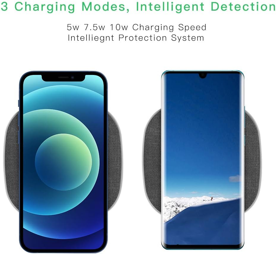 Two smartphones on charging pads illustrating 3 charging modes