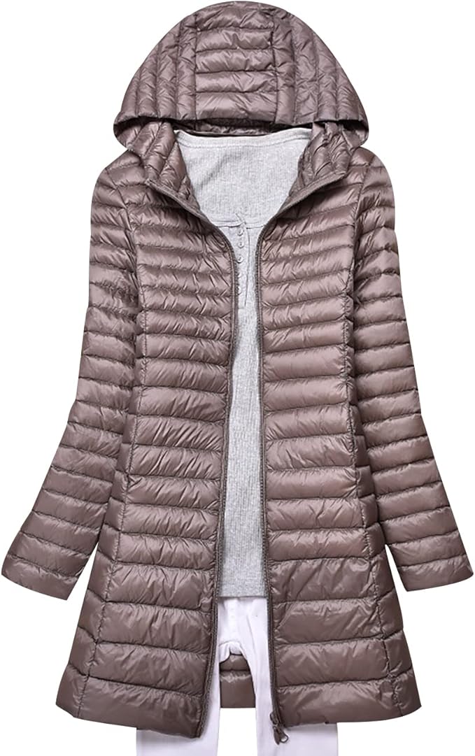 Doudoune Longue L?�g?�re Femme Doudoune Legere Femme Long Capuche Fine Hiver Puffer Jacket Veste 