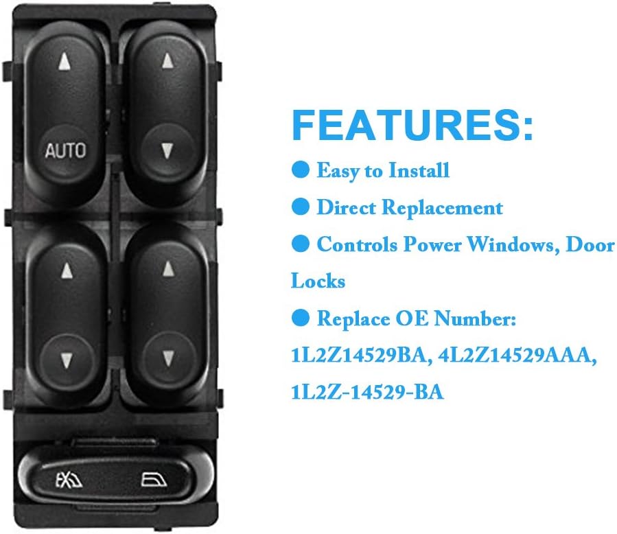 PUENGSI 1L2Z14529BA Driver Side Master Power Window Switch Compatible with Ford F250 F350 F450 F550 Super-Duty 2002-2004, Ford Explorer 2002-2003, Ford Excursion Mercury Mountaineer 2002-2005