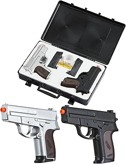 New James Bond Twin Spring Airsoft Dual Pistol Combo Pack Set Hand Gun w/Case 6mm BB 0.12g (Two Airsoft Pistol)
