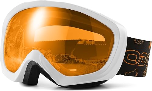 Odoland Gafas de esquí para niños, gafas de snowboard para esquí juvenil, gafas de nieve S2 doble lente antivaho protección UV400