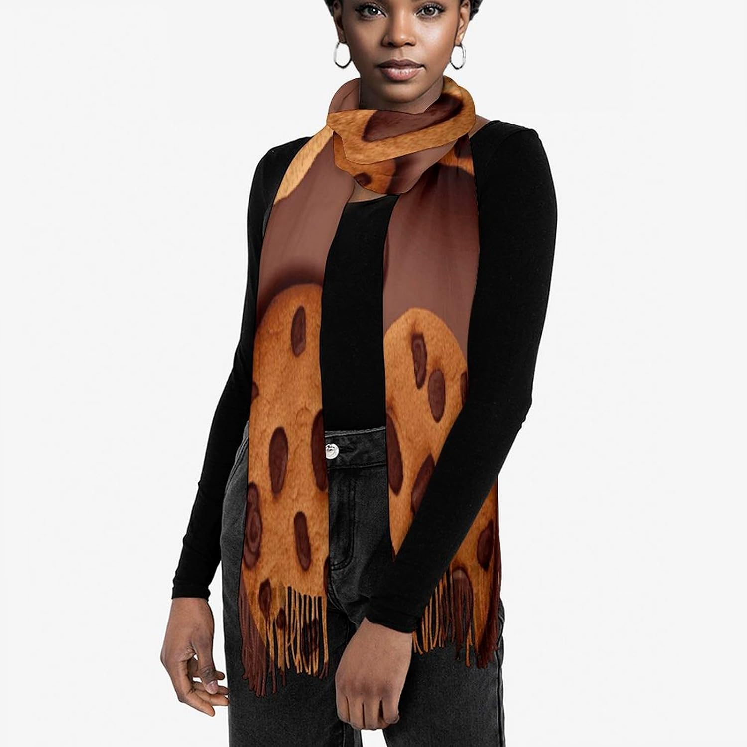 Chocolate Cookie Scarf for Women Men Classic Fashion Blanket Scarves Soft Cashmere Feel Scarf Cold Weather Warm Long Shawl Winter Large Scarves Classic Blanket Scarfs Thick