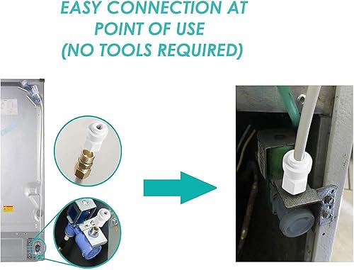 Miniatura 2 de Kit de línea de agua PEX de 6 pies x 14 pulgadas de diámetro exterior para nevera con adaptadores hembra de conexión rápida de 14 pulgadas.