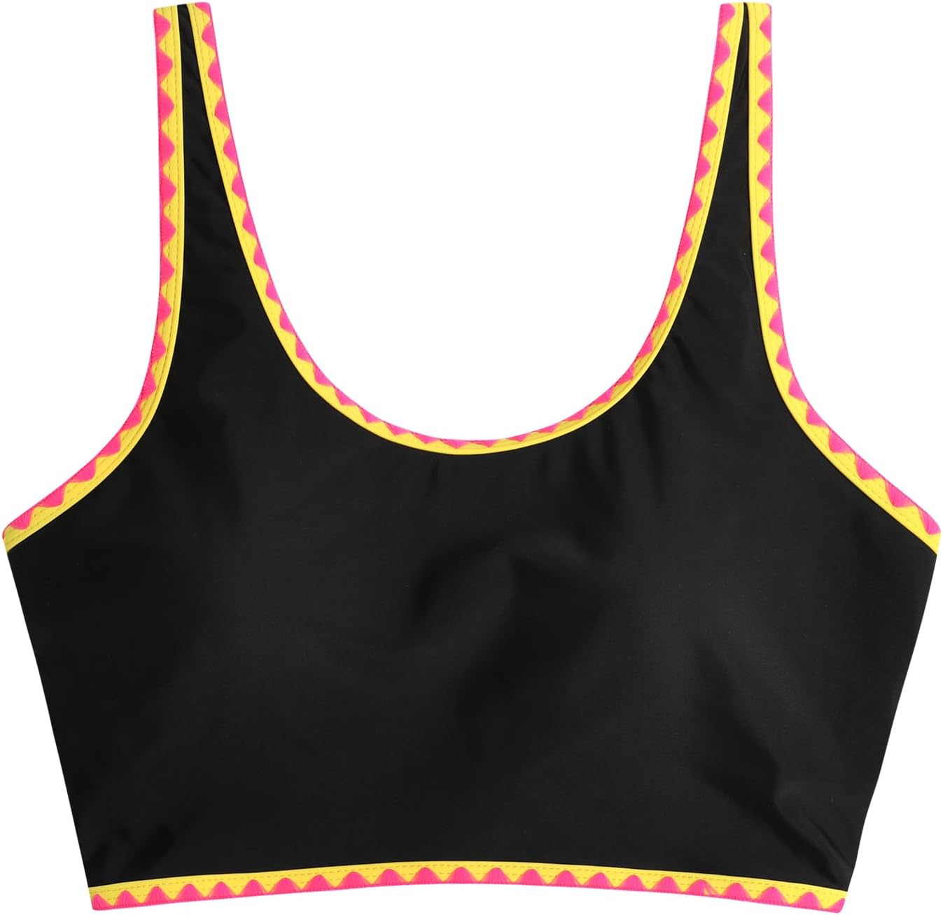 ZAFUL Women's Front Knot Bikini Tops Crop Tankini Top Scoop Neck Padded Bathing Suit Tops