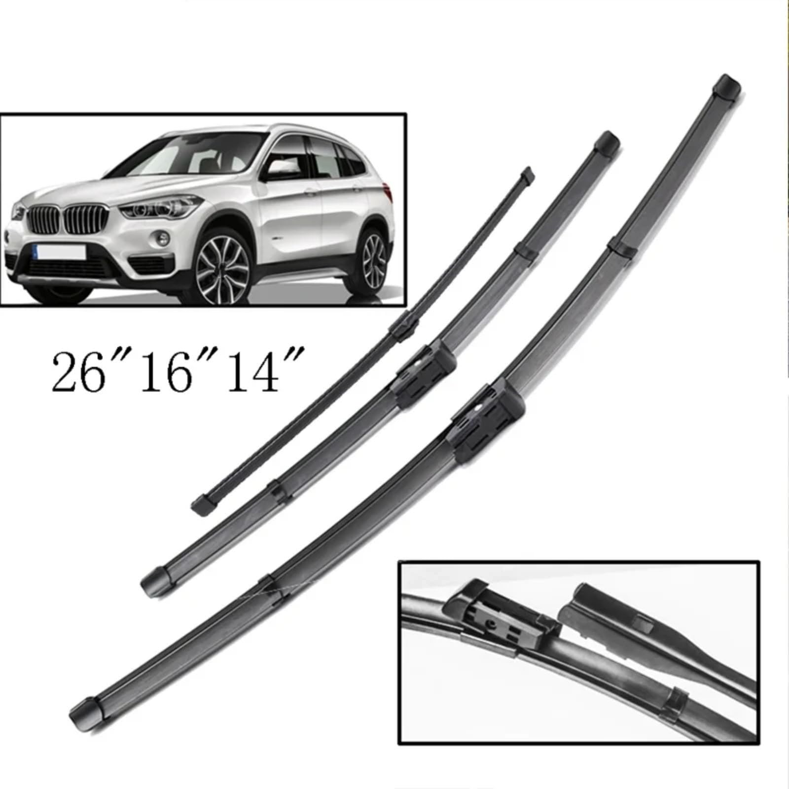 Spazzole Tergicristallo Per Auto Per BMW Per X1 F48 2015-2020 Tergicristallo parabrezza | Set spazzole tergicristallo anteriori posteriori Kit accessori 3 pezzi 26"16"14"