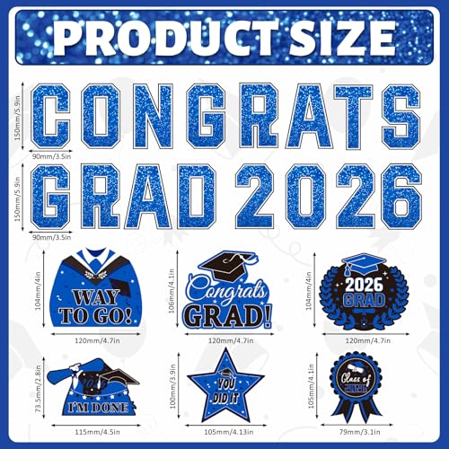 JULMELON 22Pcs 2026 Graduation Car Decor Magnets Blue Grad Decorations by JULMELON - Image 2